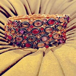 SET of Four 22 Carat Gold Plated Colored Stone Bangles
